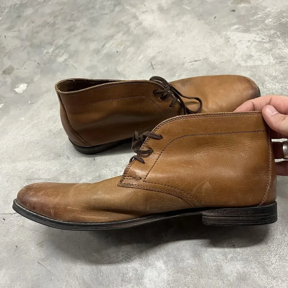 MEN'S CLARKS 1825 Brown Leather Ankle Chukka Boots Men’s Size 11.5 M READ